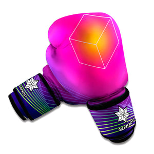 Green Light EDM Geometric Print Boxing Gloves