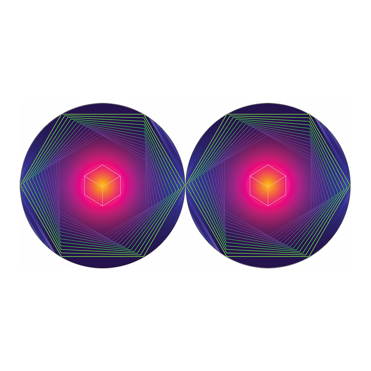 Green Light EDM Geometric Print Car Coasters