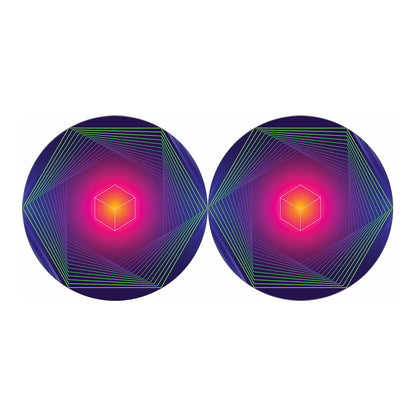 Green Light EDM Geometric Print Car Coasters