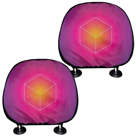 Green Light EDM Geometric Print Car Headrest Covers