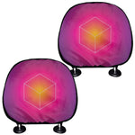 Green Light EDM Geometric Print Car Headrest Covers