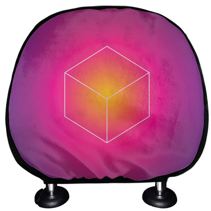 Green Light EDM Geometric Print Car Headrest Covers