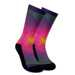 Green Light EDM Geometric Print Crew Socks