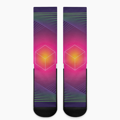 Green Light EDM Geometric Print Crew Socks