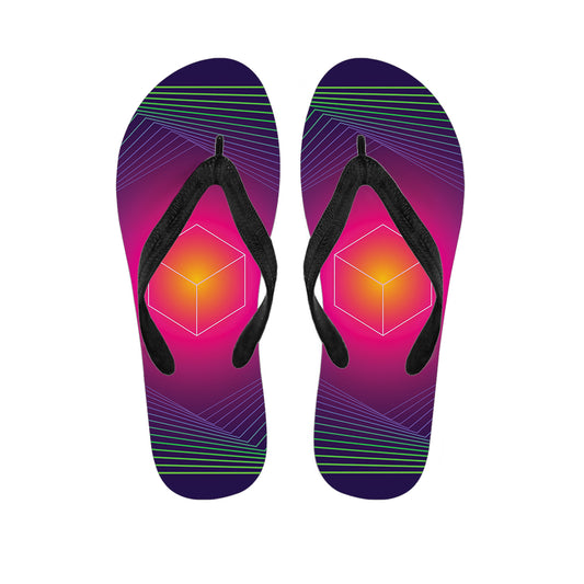 Green Light EDM Geometric Print Flip Flops