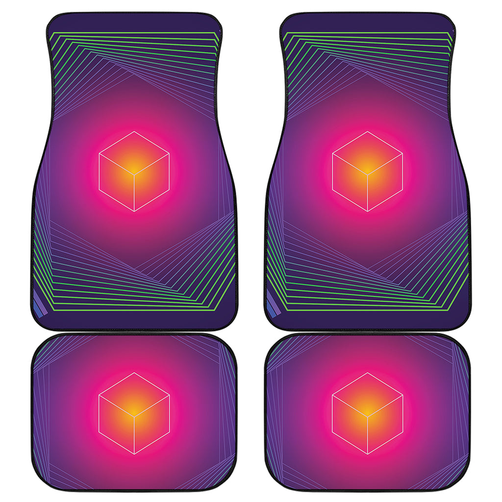 Green Light EDM Geometric Print Front and Back Car Floor Mats