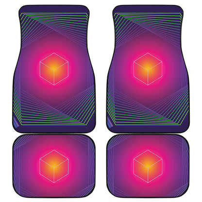 Green Light EDM Geometric Print Front and Back Car Floor Mats