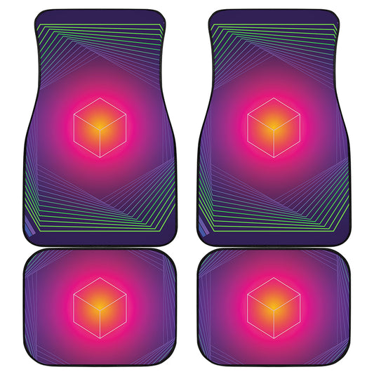 Green Light EDM Geometric Print Front and Back Car Floor Mats