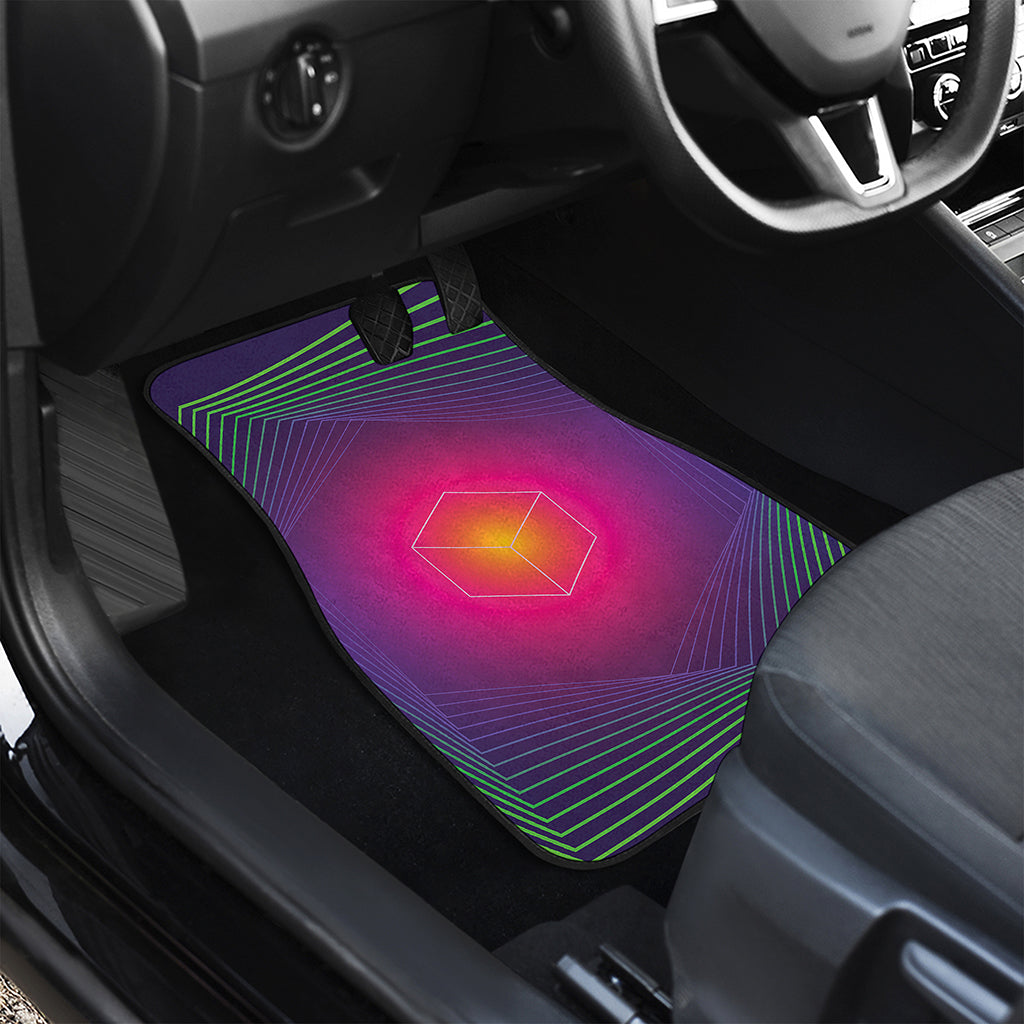 Green Light EDM Geometric Print Front and Back Car Floor Mats