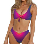 Green Light EDM Geometric Print Front Bow Tie Bikini