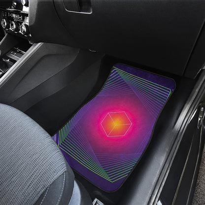 Green Light EDM Geometric Print Front Car Floor Mats