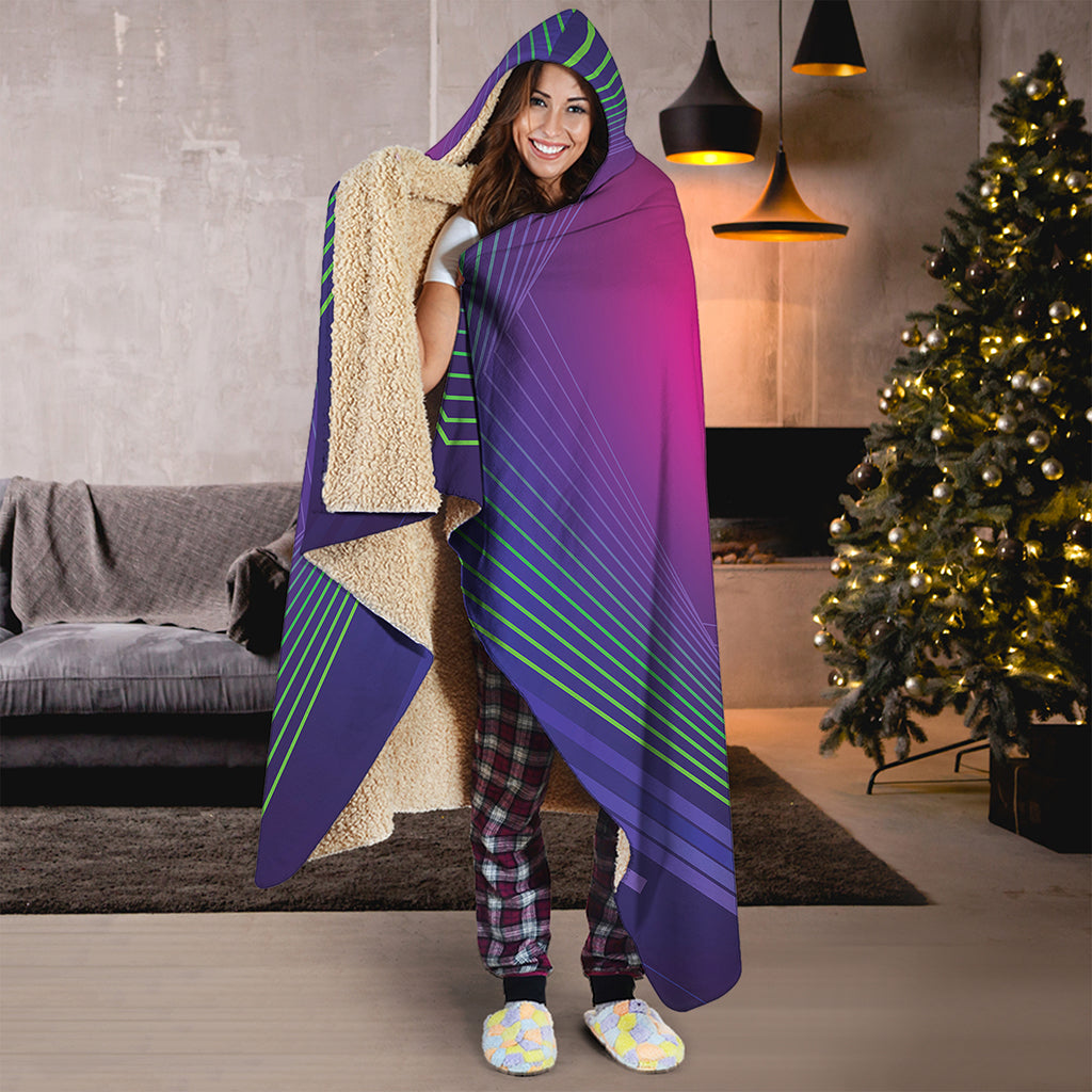 Green Light EDM Geometric Print Hooded Blanket