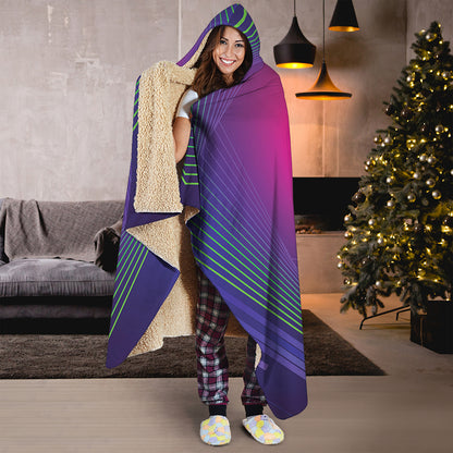 Green Light EDM Geometric Print Hooded Blanket
