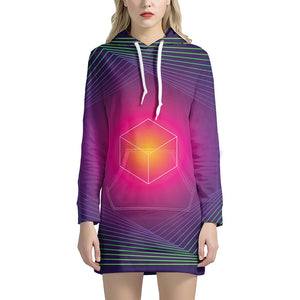 Green Light EDM Geometric Print Hoodie Dress