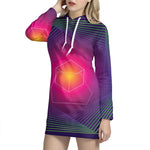 Green Light EDM Geometric Print Hoodie Dress