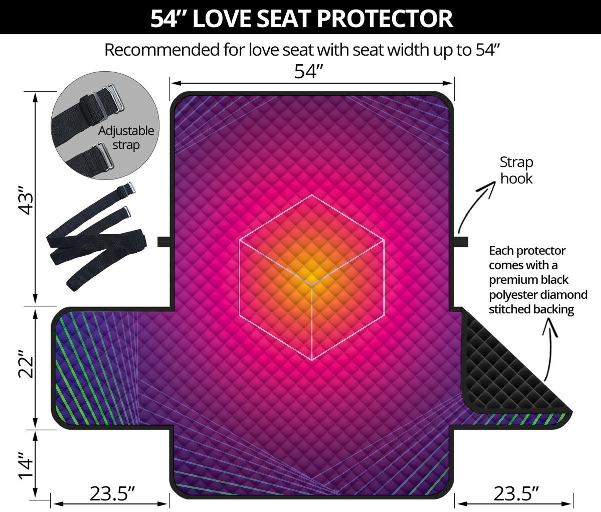 Green Light EDM Geometric Print Loveseat Protector