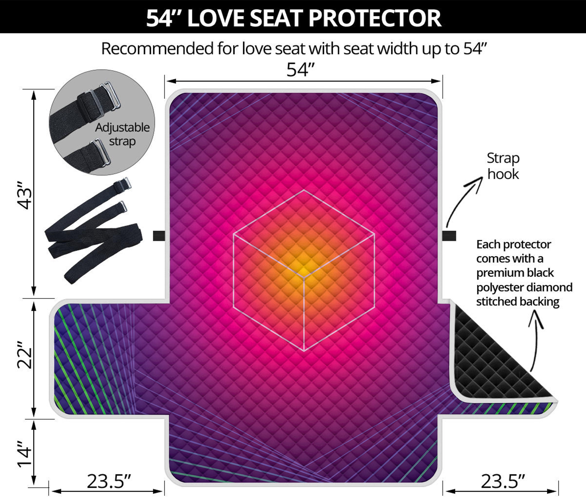 Green Light EDM Geometric Print Loveseat Protector