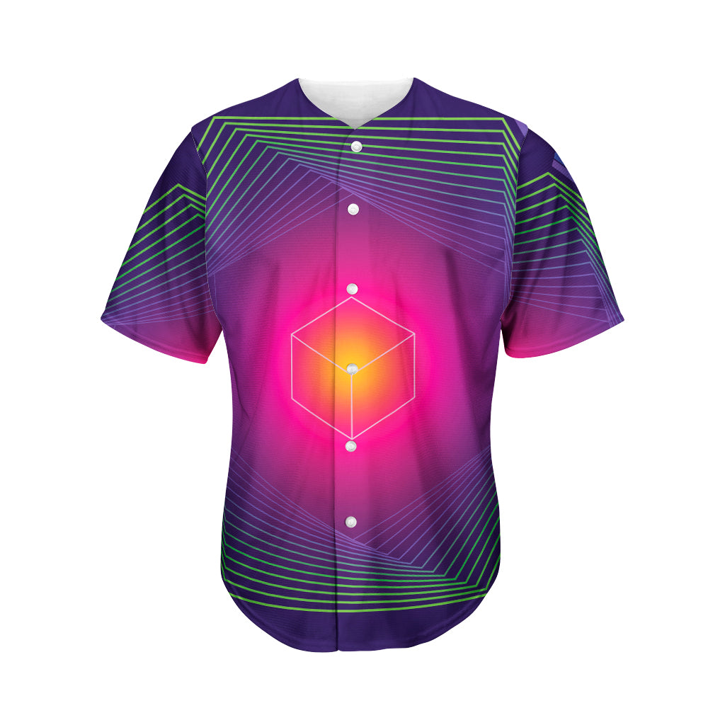 Green Light EDM Geometric Print Men's Baseball Jersey