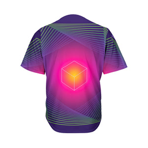 Green Light EDM Geometric Print Men's Baseball Jersey