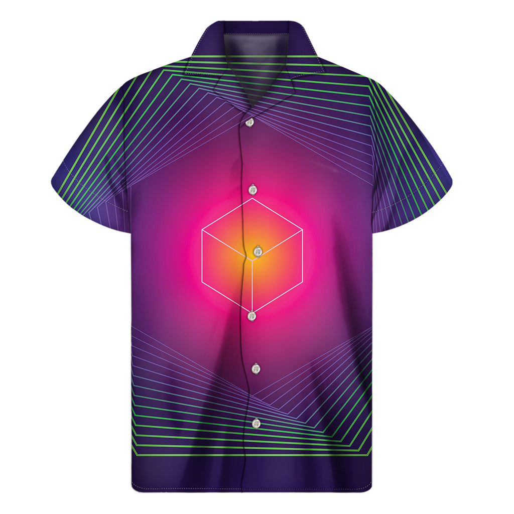 Green Light EDM Geometric Print Men's Short Sleeve Shirt