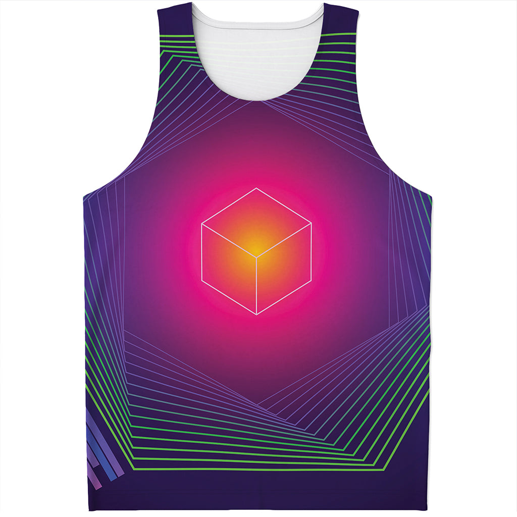 Green Light EDM Geometric Print Men's Tank Top