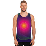 Green Light EDM Geometric Print Men's Tank Top