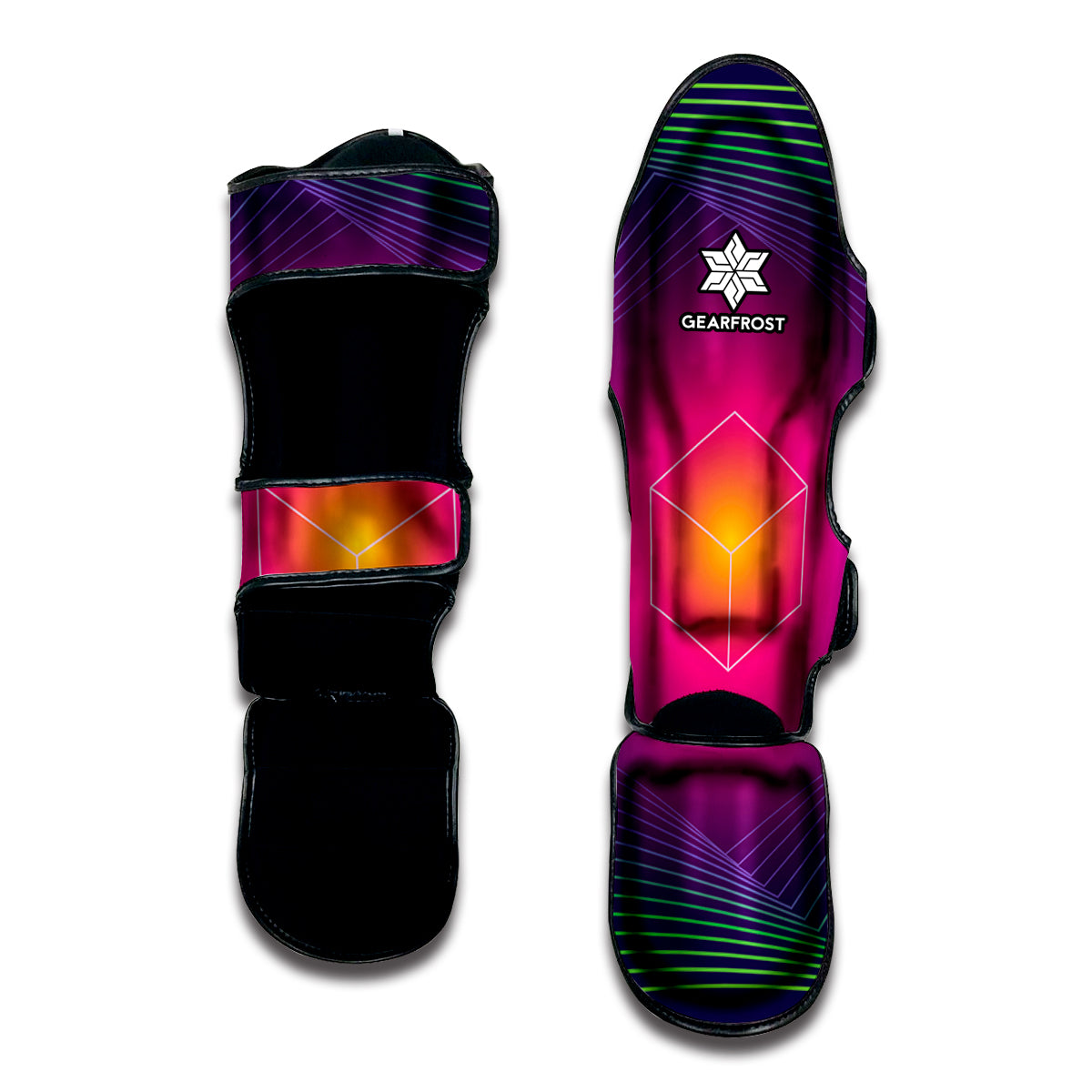 Green Light EDM Geometric Print Muay Thai Shin Guard