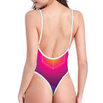 Green Light EDM Geometric Print One Piece High Cut Swimsuit