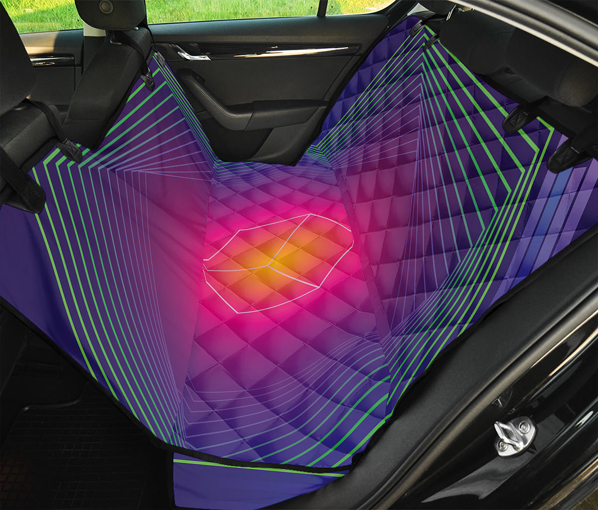 Green Light EDM Geometric Print Pet Car Back Seat Cover