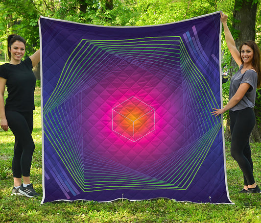 Green Light EDM Geometric Print Quilt