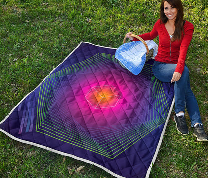 Green Light EDM Geometric Print Quilt