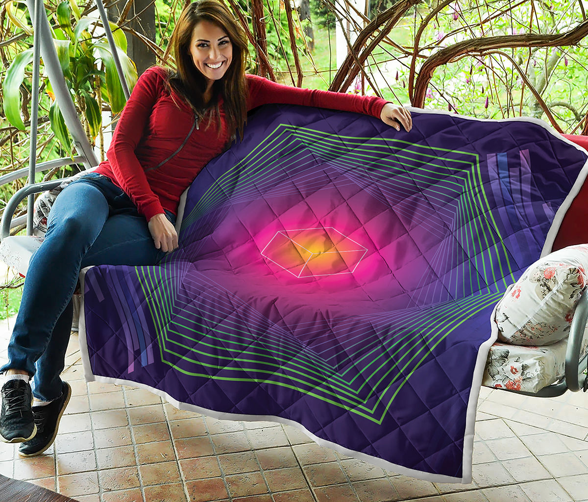 Green Light EDM Geometric Print Quilt