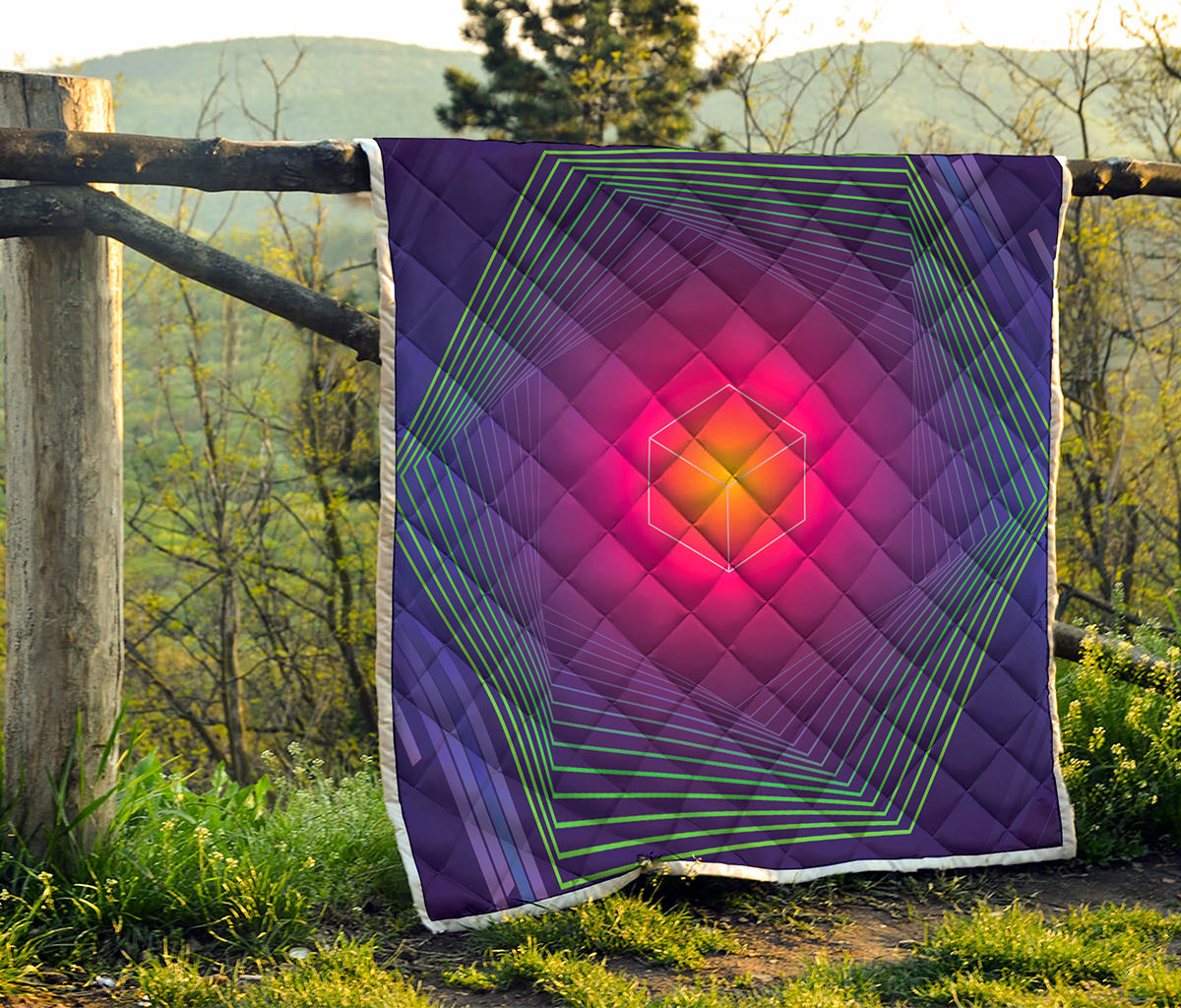 Green Light EDM Geometric Print Quilt