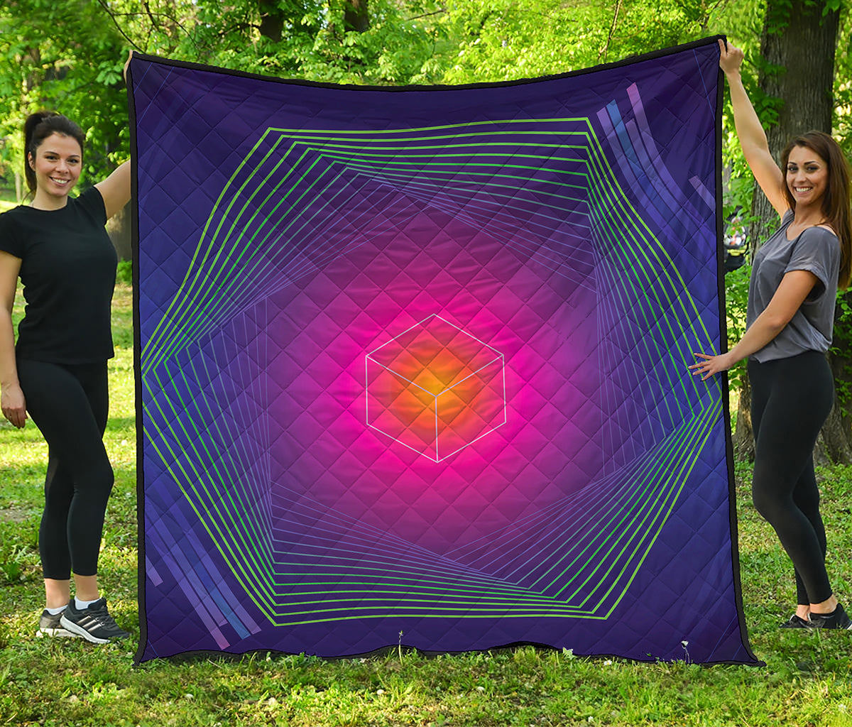 Green Light EDM Geometric Print Quilt