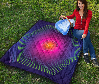 Green Light EDM Geometric Print Quilt