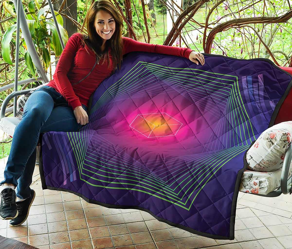Green Light EDM Geometric Print Quilt