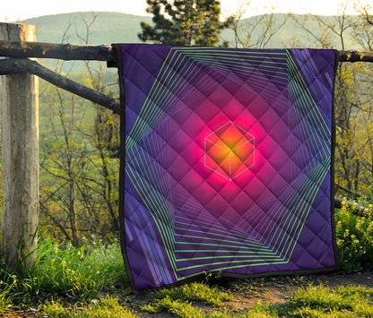 Green Light EDM Geometric Print Quilt