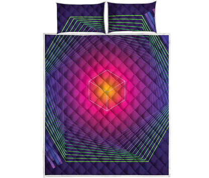 Green Light EDM Geometric Print Quilt Bed Set