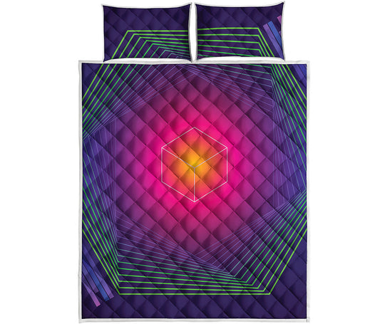 Green Light EDM Geometric Print Quilt Bed Set