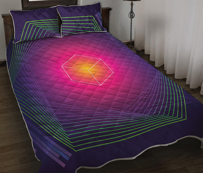 Green Light EDM Geometric Print Quilt Bed Set