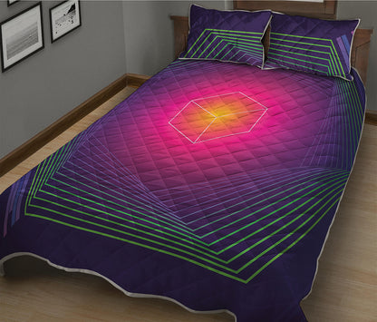 Green Light EDM Geometric Print Quilt Bed Set