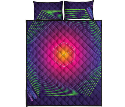 Green Light EDM Geometric Print Quilt Bed Set