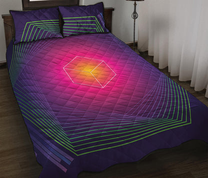 Green Light EDM Geometric Print Quilt Bed Set