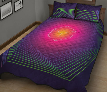 Green Light EDM Geometric Print Quilt Bed Set