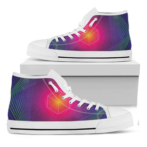 Green Light EDM Geometric Print White High Top Shoes