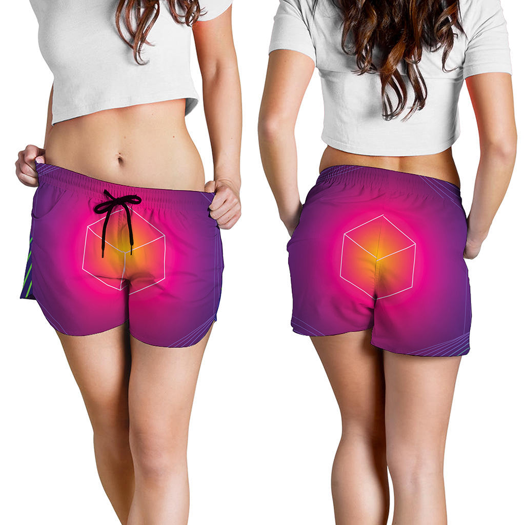 Green Light EDM Geometric Print Women's Shorts