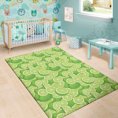 Green Lime Pattern Print Area Rug