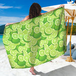 Green Lime Pattern Print Beach Sarong Wrap