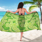 Green Lime Pattern Print Beach Sarong Wrap