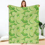 Green Lime Pattern Print Blanket